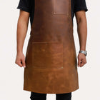 Brown leather apron men