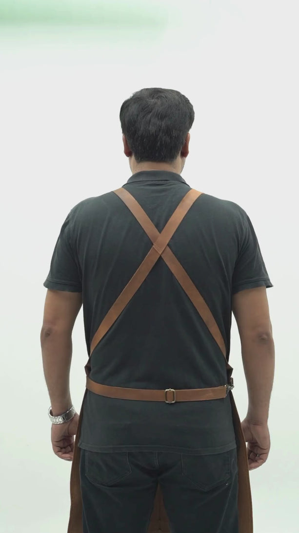 brown blacksmith apron leather made