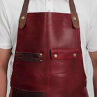red butcher apron