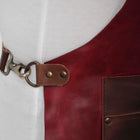 red butcher apron with straps