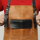 split leather apron with pockets